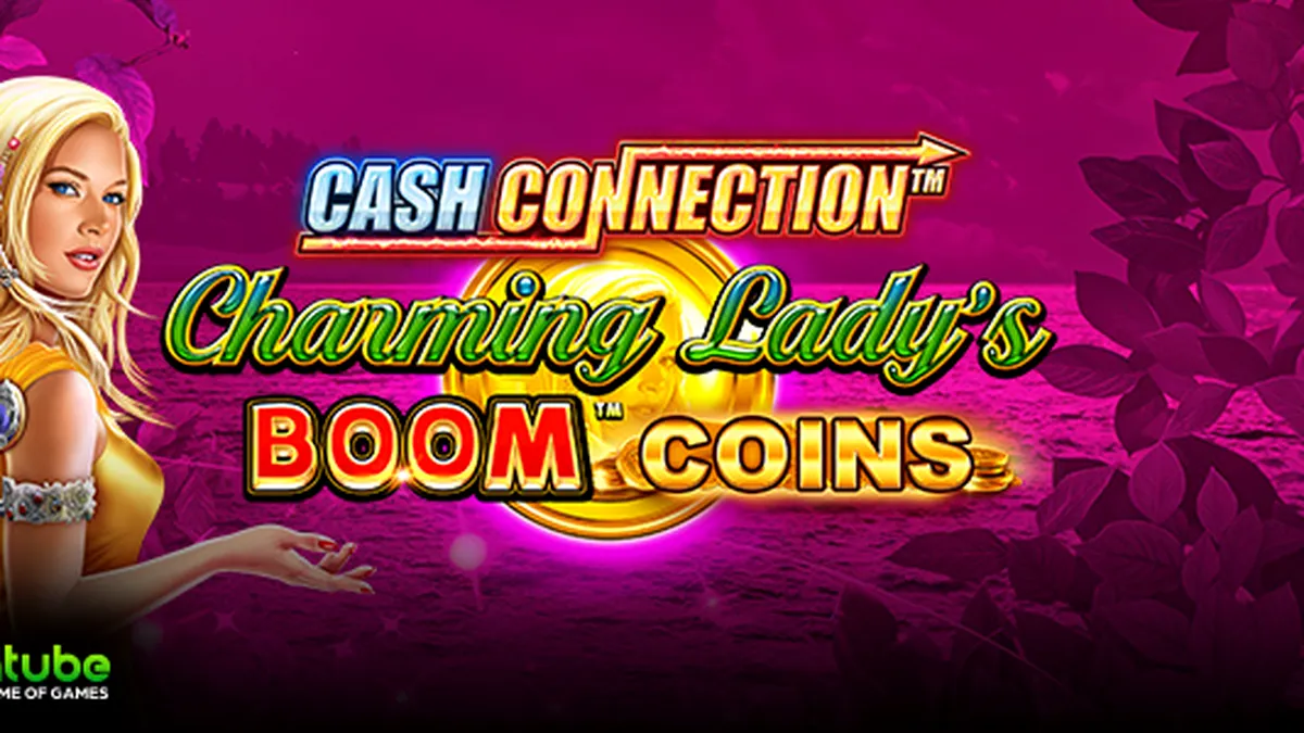Tampilan layar permainan slot Cash Connection Charming Lady’s Boom Coins